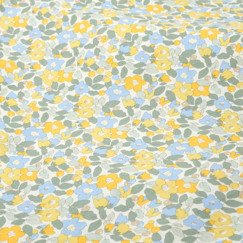 Yellow Floral Cotton Fabric - Maison Klem
